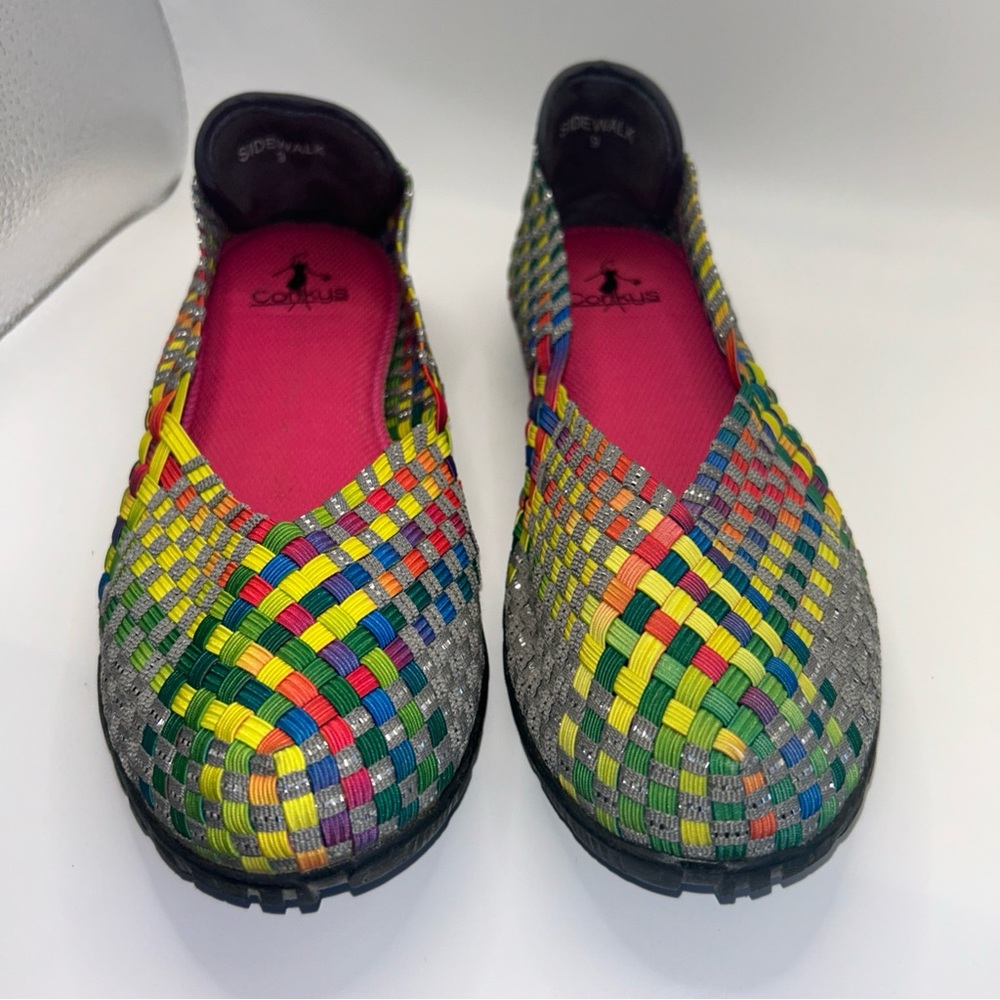 Corkys Sidewalk Colorful Woven Slip-On Shoes size 9